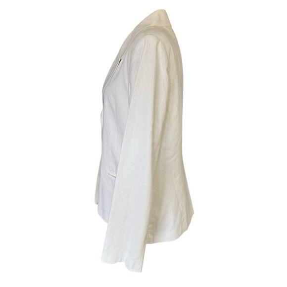Vtg J Hook Blazer Women's Linen Blend Ivory 14 Coastal Preppy Quiet Luxury Prep - Picture 2 of 11